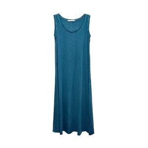Peruvian Connection Maxi Dress Tank Blue Cotton Beachy Boho Cruise Size Small